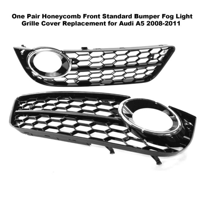 Other Accessories | One Pair Honeycomb Front Standard Bumper Fog Light Grille Cover Replacement for Audi A5 2008-2011 Black Car Repair & Maintenance Black