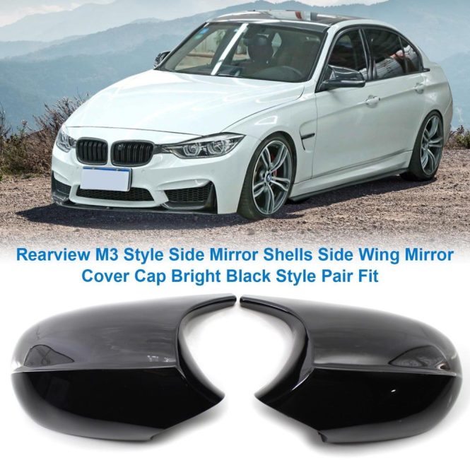 Other Accessories | Rearview M3 Style Side Mirror Shells Side Wing Mirror Cover Cap Bright Black Style Pair Replacement for BMW E90 E91 E92 E93 Facelifted 08-12 Black Car Repair & Maintenance Black