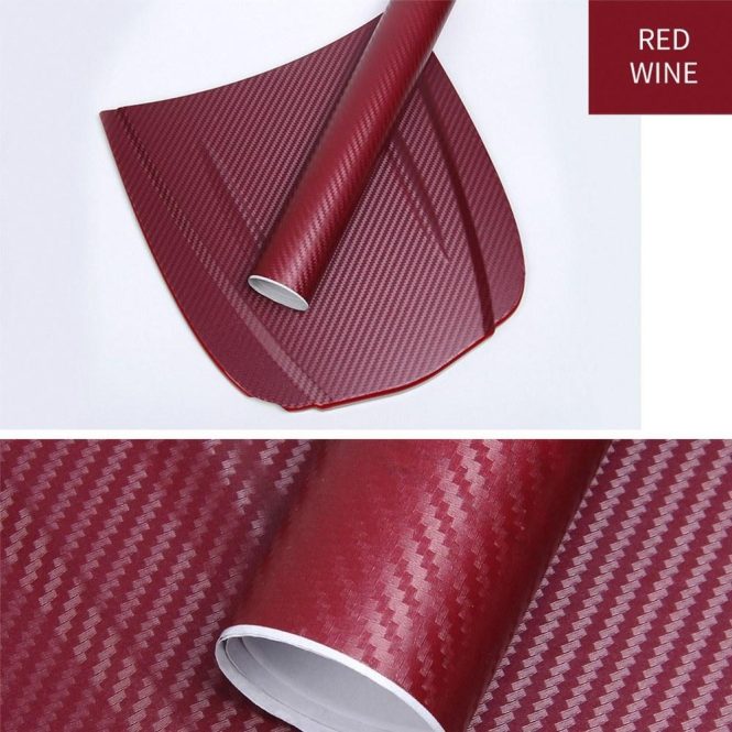 Other Accessories | Waterproof Car Stickers 3D Car Carbon Fiber Vinyl Film Burgundy Car Repair & Maintenance Burgundy