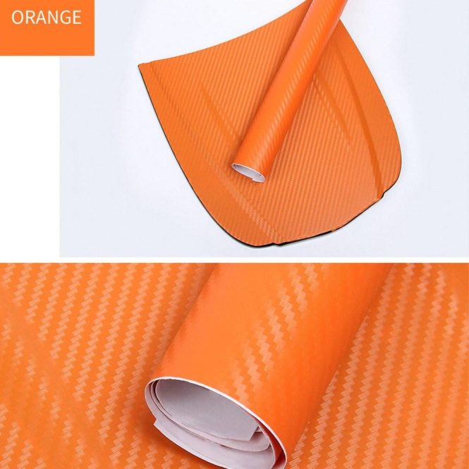 Other Accessories | Waterproof Car Stickers 3D Car Carbon Fiber Vinyl Film Orange Car Repair & Maintenance Orange