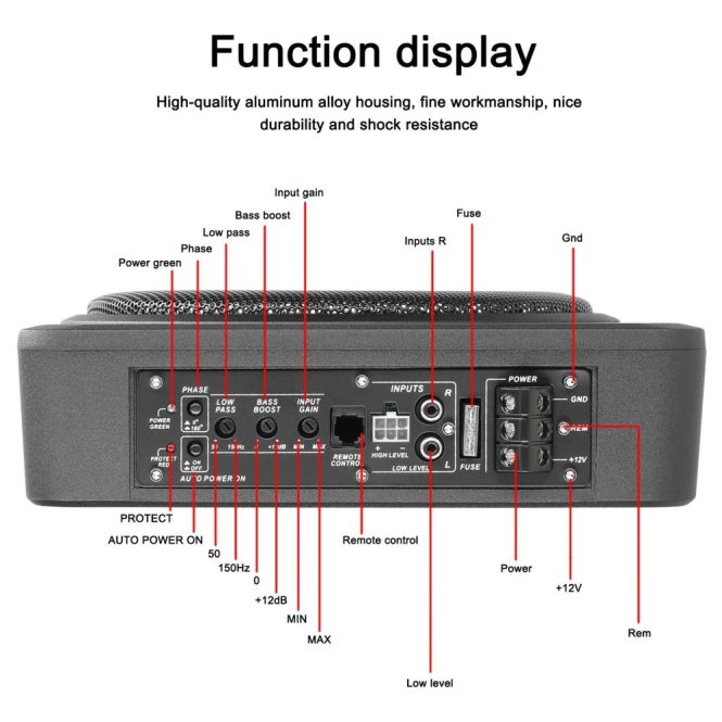 Other Car Gadgets | 10 Inch 600W Car Subwoofer High Power Pure Bass Under-Seat Power Amplifiers Speaker 12 V for Car Truck RV Black Car Electronics Black