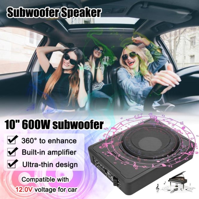 Other Car Gadgets | 10 Inch 600W Car Subwoofer High Power Pure Bass Under-Seat Power Amplifiers Speaker 12 V for Car Truck RV Black Car Electronics Black