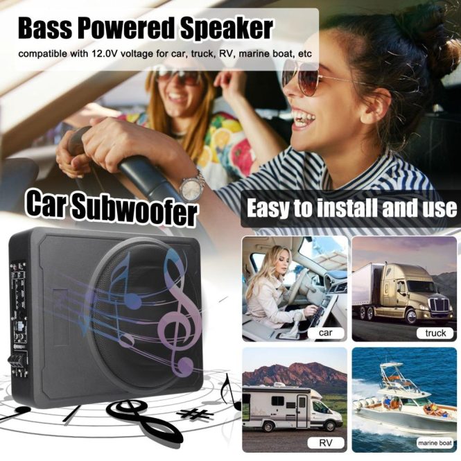 Other Car Gadgets | 10 Inch 600W Car Subwoofer High Power Pure Bass Under-Seat Power Amplifiers Speaker 12 V for Car Truck RV Black Car Electronics Black