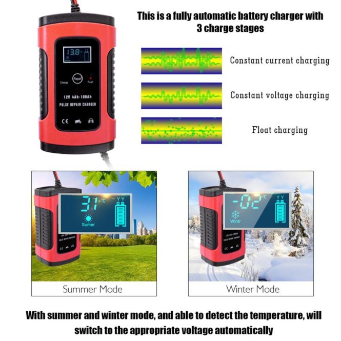 Other Car Gadgets | 12V 6A  Full Automatic Car Battery Charger Intelligent Fast Power Charging Pulse Repair Charger eu Car Electronics Other Car Gadgets