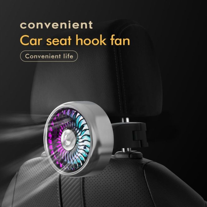 Other Car Gadgets | 12V Cooling Fan for Backseat for Kids USB Powered Back Seat Fan with 3 Speeds Hook Vehicles Rear Seat Air Fan for Sedan SUV RV Silver Car Electronics Other Car Gadgets