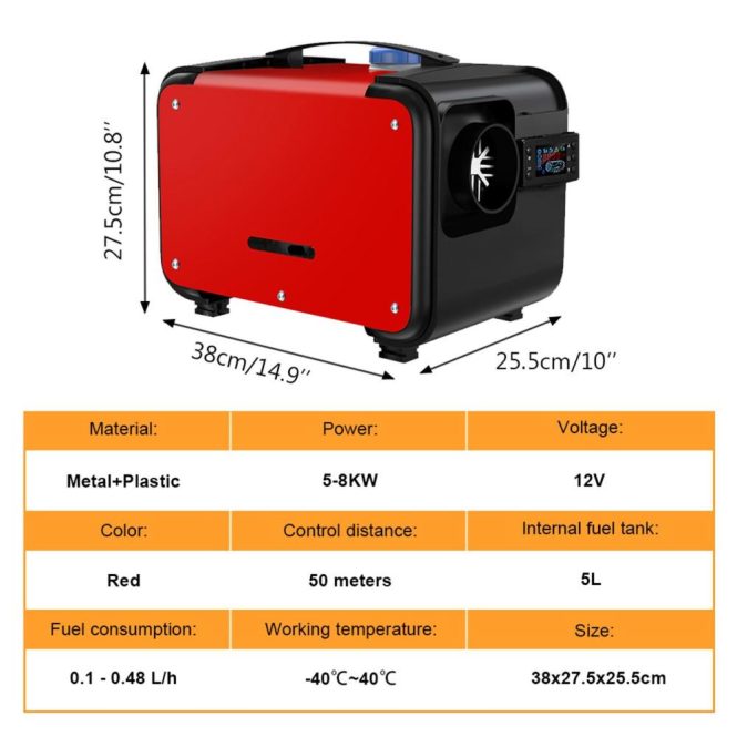 Other Car Gadgets | 12V/24V Diesel Air Heater 8KW Fast Parking Heater with LCD Display Remote Control for Car RV Truck Boats Trailer Motorhome Camper Multicolor Car Electronics Multicolor