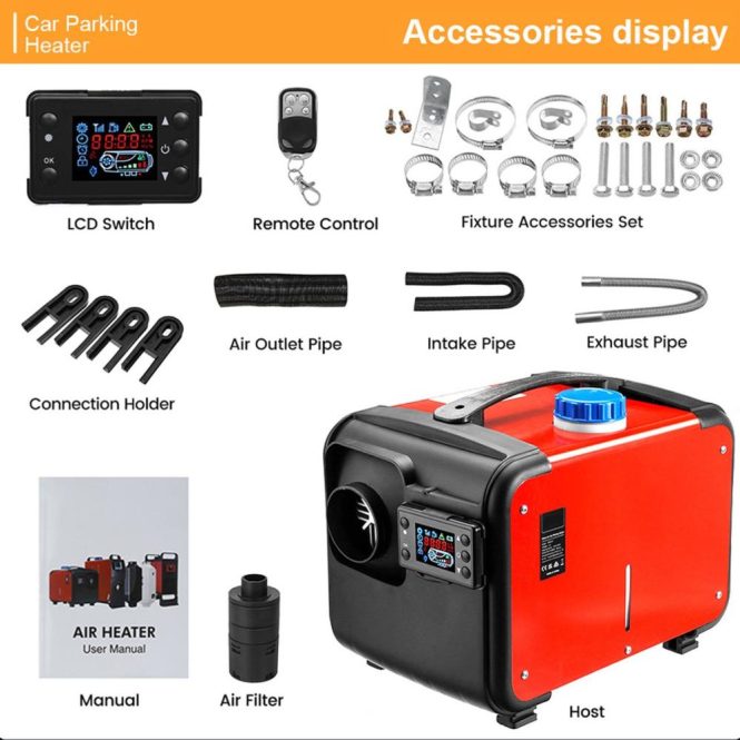 Other Car Gadgets | 12V/24V Diesel Air Heater 8KW Fast Parking Heater with LCD Display Remote Control for Car RV Truck Boats Trailer Motorhome Camper Multicolor Car Electronics Multicolor