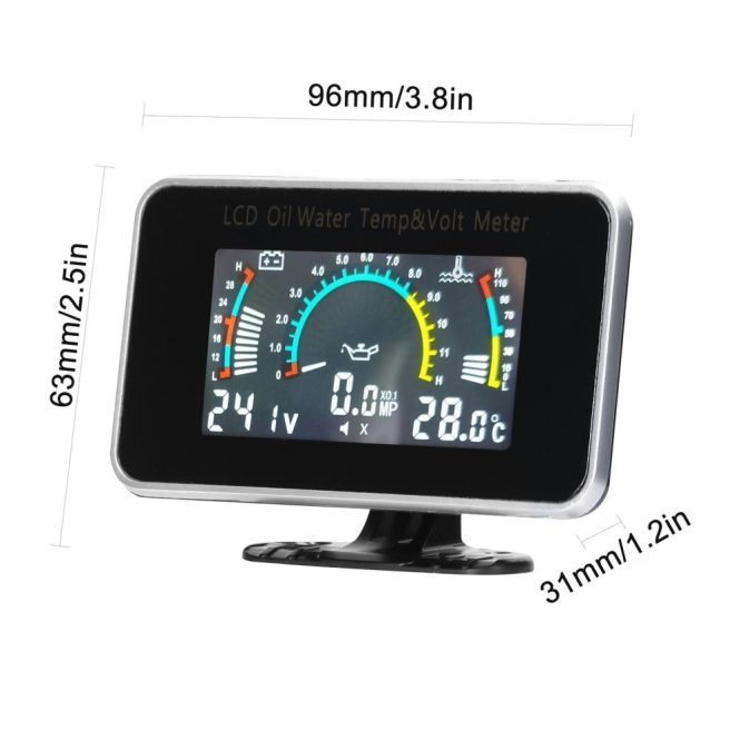 Other Car Gadgets | 3-in-1 Car LCD Meter Digital Oil Pressure Voltage Water Temperature Gauge Universal Instrument 9-36V for Car Truck SUV RV Black Car Electronics Black