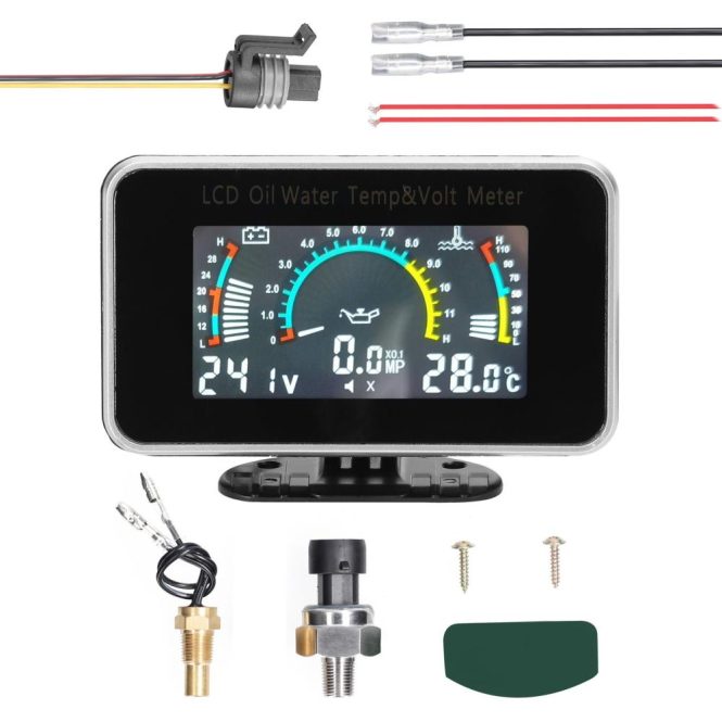 Other Car Gadgets | 3-in-1 Car LCD Meter Digital Oil Pressure Voltage Water Temperature Gauge Universal Instrument 9-36V for Car Truck SUV RV Black Car Electronics Black