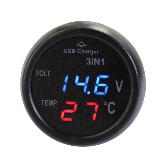 Other Car Gadgets | 3-in-1 Multifunctional Digital Voltage Temperature Monitor Multimeter Car Motorcycle Battery Voltmeter Temperature Tester Black Car Electronics Black