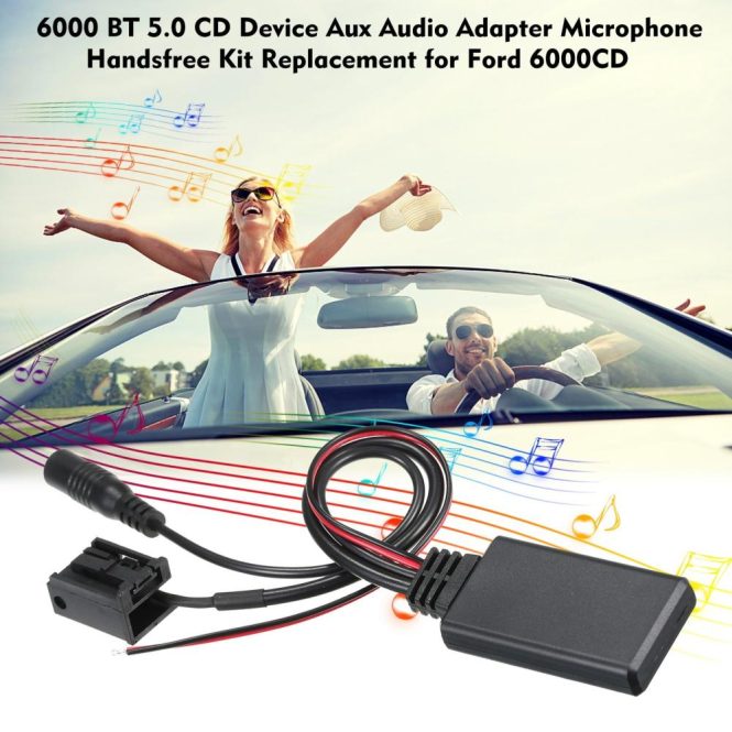 Other Car Gadgets | 6000 BT 5.0 CD Device Aux Audio Adapter Microphone Handsfree Kit Replacement for Ford 6000CD Black Car Electronics Black