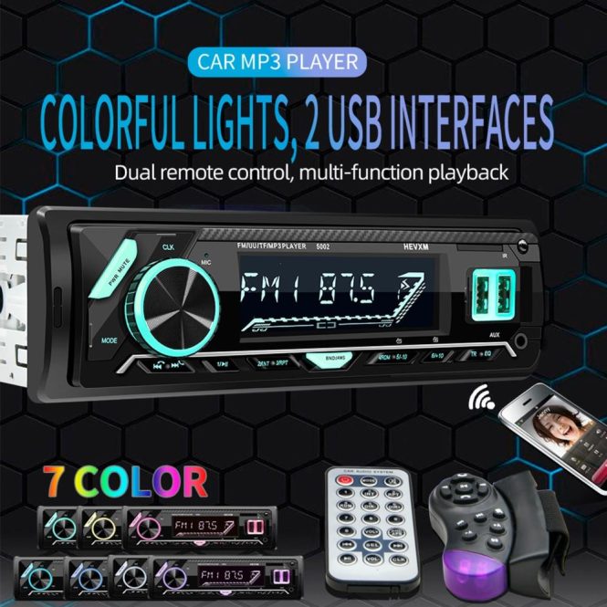 Other Car Gadgets | 7 Colors Digital HD LCD Display Car Stereo Audio Radio FM/UU/TF/MP3 Player BT V3.0 12V/24V LCD Multimedia In-dash 1 Din Dual USB Fast Charging #2 Car Electronics Other Car Gadgets