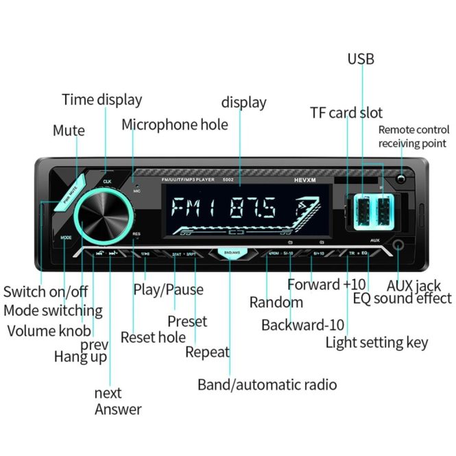 Other Car Gadgets | 7 Colors Digital HD LCD Display Car Stereo Audio Radio FM/UU/TF/MP3 Player BT V3.0 12V/24V LCD Multimedia In-dash 1 Din Dual USB Fast Charging #2 Car Electronics Other Car Gadgets