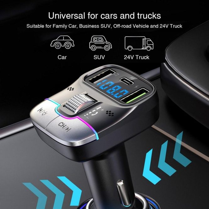 Other Car Gadgets | Car MP3 Player BT5.3 FM Transmitter Wireless Radio Adapter Dual USB+PD Car Chargers Support Hands-Free Calling USB Flash Drive Voltage Display Black Car Electronics Black