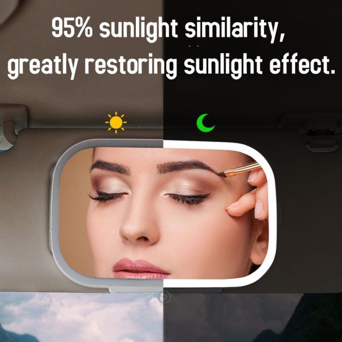 Other Car Gadgets | Car Sun Visor Mirror with LED Lights Makeup Sun-shading Cosmetic Mirror Adjustable Vanity Mirror on Automobile Touch Screen Make Up Mirror Pink Car Electronics Other Car Gadgets