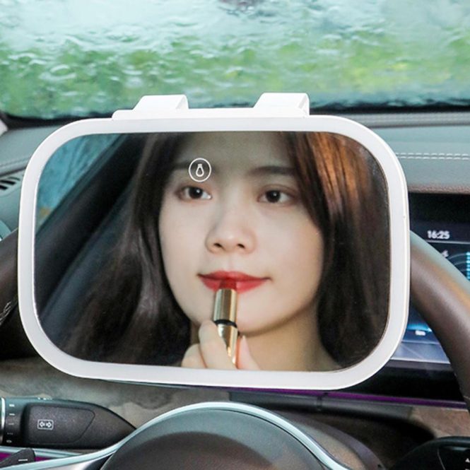 Other Car Gadgets | Car Sun Visor Mirror with LED Lights Makeup Sun-shading Cosmetic Mirror Adjustable Vanity Mirror on Automobile Touch Screen Make Up Mirror Pink Car Electronics Other Car Gadgets