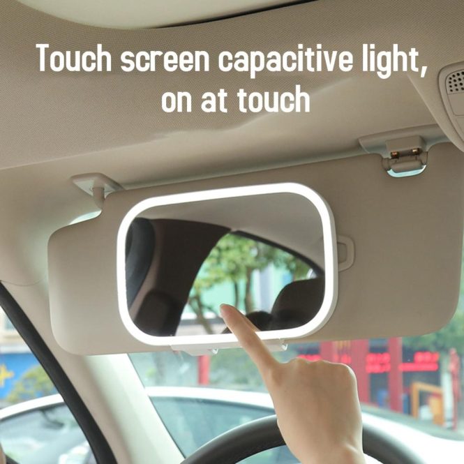 Other Car Gadgets | Car Sun Visor Mirror with LED Lights Makeup Sun-shading Cosmetic Mirror Adjustable Vanity Mirror on Automobile Touch Screen Make Up Mirror Pink Car Electronics Other Car Gadgets