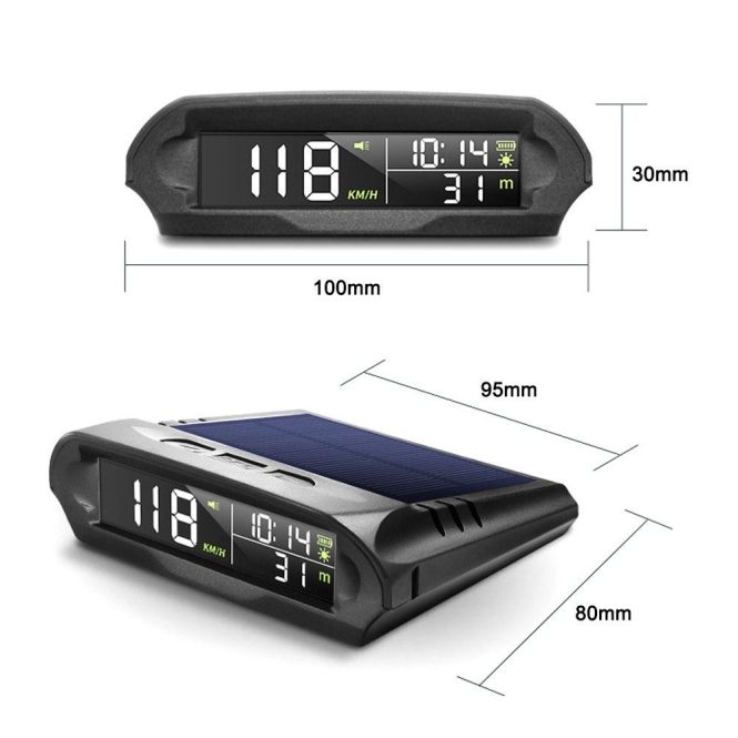 Other Car Gadgets | Car Wireless Headup Display Solar GPS Digital Speedometer with LCD Screen Black Car Electronics Black