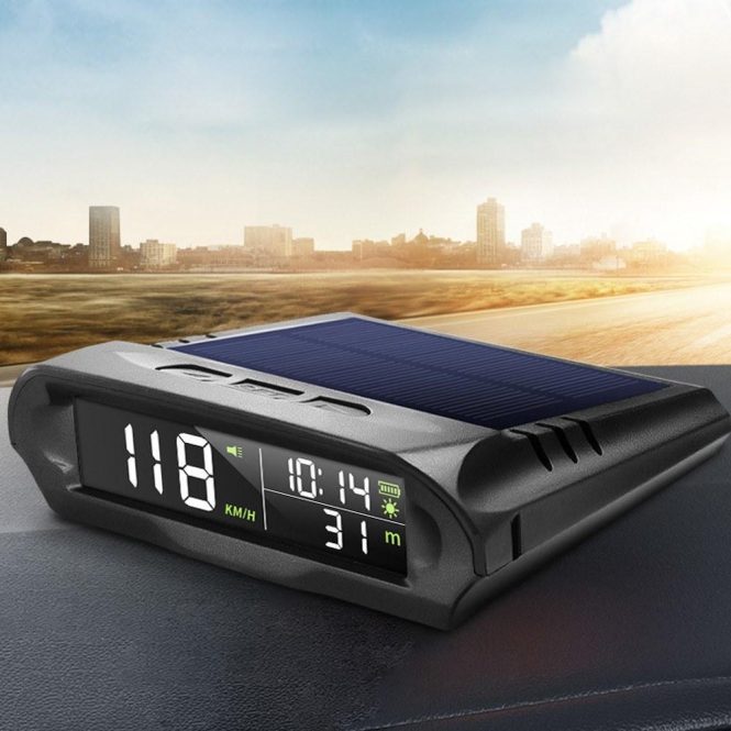 Other Car Gadgets | Car Wireless Headup Display Solar GPS Digital Speedometer with LCD Screen Black Car Electronics Black