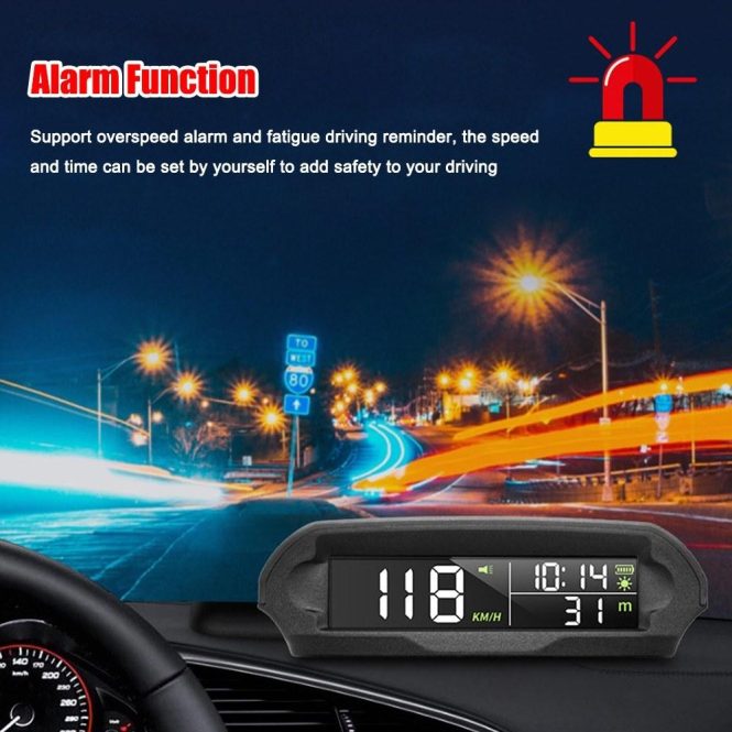 Other Car Gadgets | Car Wireless Headup Display Solar GPS Digital Speedometer with LCD Screen Black Car Electronics Black