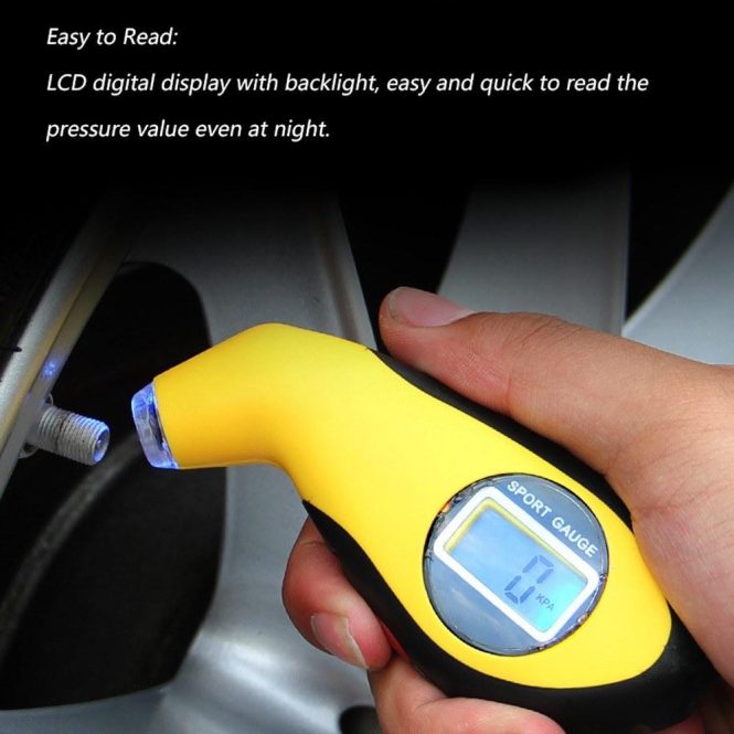 Other Car Gadgets | Digital Tire Pressure Gauge 0-150PSI Car Tire Pressure Detector with LCD Backlit Display Support Deflation for Car Truck SUV Yellow Car Electronics Other Car Gadgets