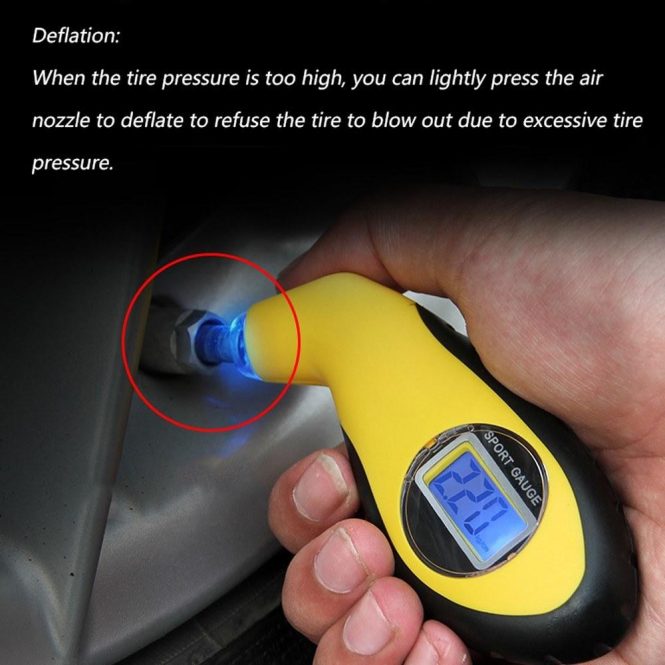 Other Car Gadgets | Digital Tire Pressure Gauge 0-150PSI Car Tire Pressure Detector with LCD Backlit Display Support Deflation for Car Truck SUV Yellow Car Electronics Other Car Gadgets