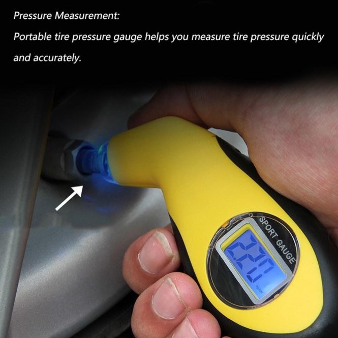 Other Car Gadgets | Digital Tire Pressure Gauge 0-150PSI Car Tire Pressure Detector with LCD Backlit Display Support Deflation for Car Truck SUV Yellow Car Electronics Other Car Gadgets