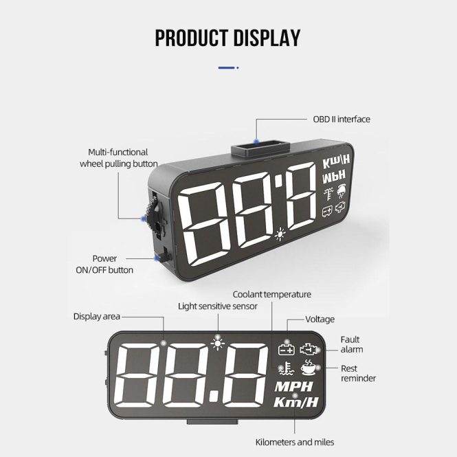 Other Car Gadgets | H90S 3.7in Universal Car HeadUp Display Digital Speedometer Black Car Electronics Black