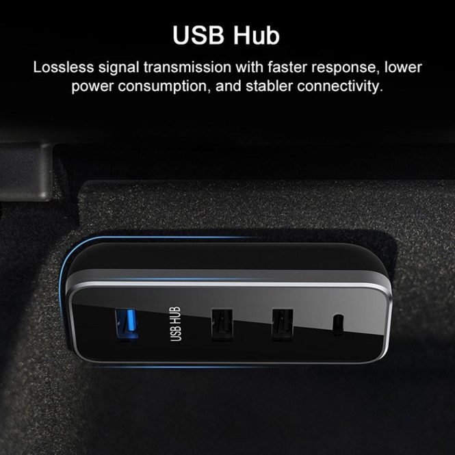 Other Car Gadgets | In-car Hub USB Docking Station Car Gloves Box USB Splitter 4-in-1 USB Adapter Auto Recharge Accessories for Model 3/Y Black Car Electronics Black