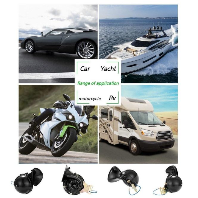 Other Car Gadgets | Loud 280DB 12V Black Electric Snail Horn Air Horn Raging Sound For Car Motorcycle Truck Boat Black Car Electronics Black