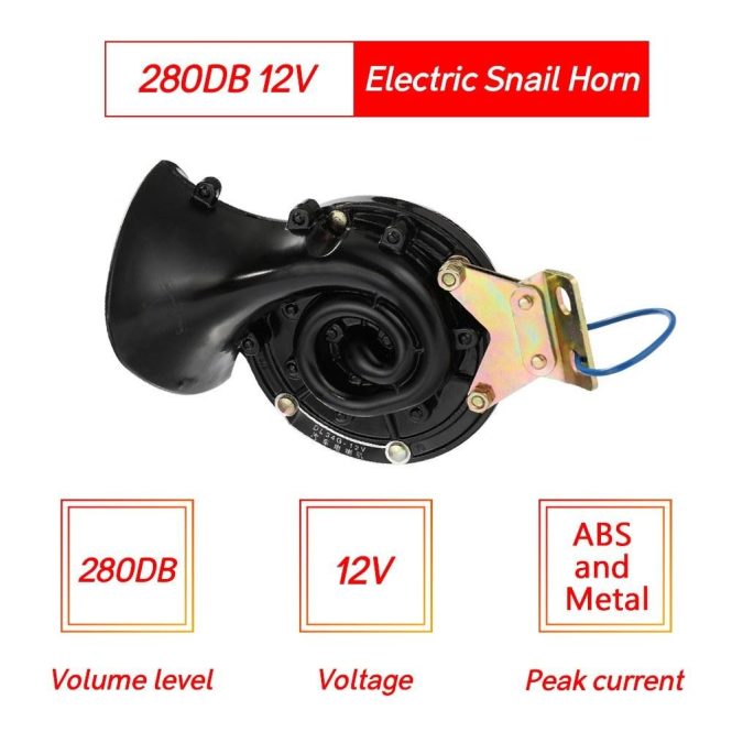 Other Car Gadgets | Loud 280DB 12V Black Electric Snail Horn Air Horn Raging Sound For Car Motorcycle Truck Boat Black Car Electronics Black