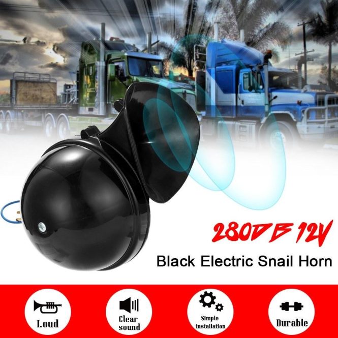 Other Car Gadgets | Loud 280DB 12V Black Electric Snail Horn Air Horn Raging Sound For Car Motorcycle Truck Boat Black Car Electronics Black