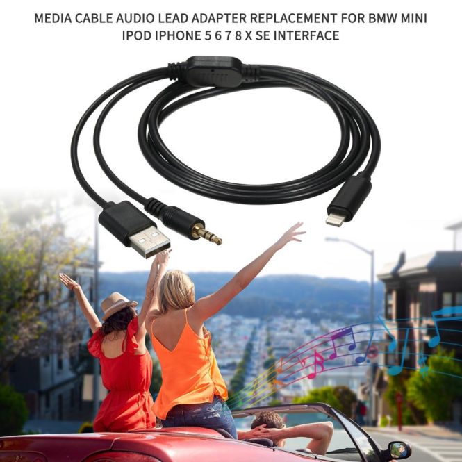 Other Car Gadgets | Media Cable Audio Lead Adapter Replacement for BMW Mini iPod iPhone 5 6 7 8 X SE Interface Black Car Electronics Black