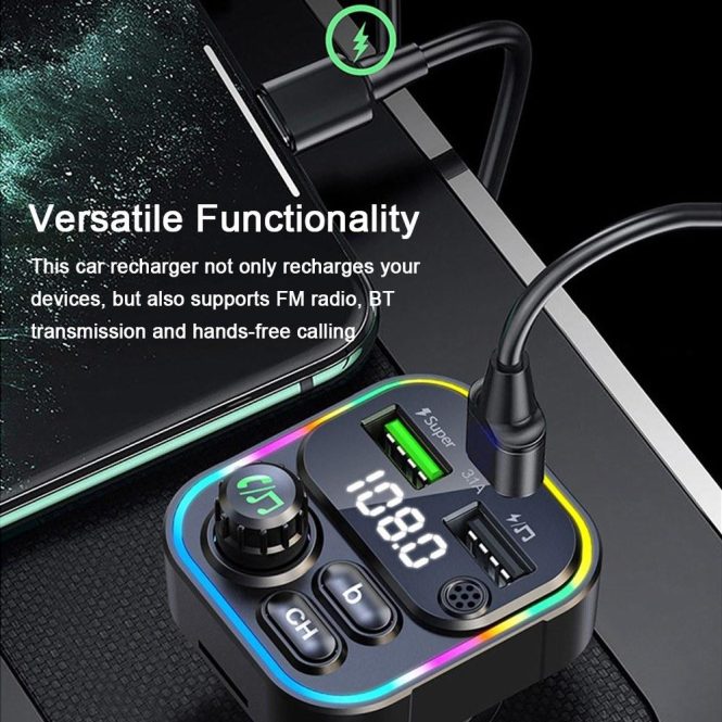 Other Car Gadgets | Powerful LED Display Multi-Ports USB Quick Recharger Black Car Electronics Black