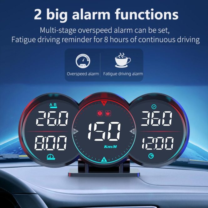 Other Car Gadgets | Universal 5 Inches Head Up Display, Digital GPS Speedometer with Speed Compass Direction Fatigue Driving Reminder Driving Distance Altitude Overspeed Alarm Black Car Electronics Black