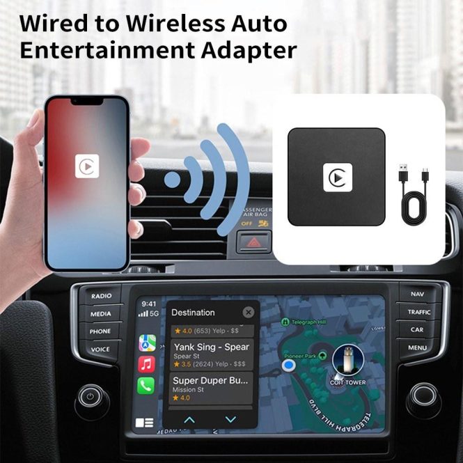 Other Car Gadgets | Wireless Auto Entertainment Adapter Replacement for iPhone 5GHz WiFi Car Wired to Wireless In-Car Multimedia Interface Dongle for Cars Black Car Electronics Black