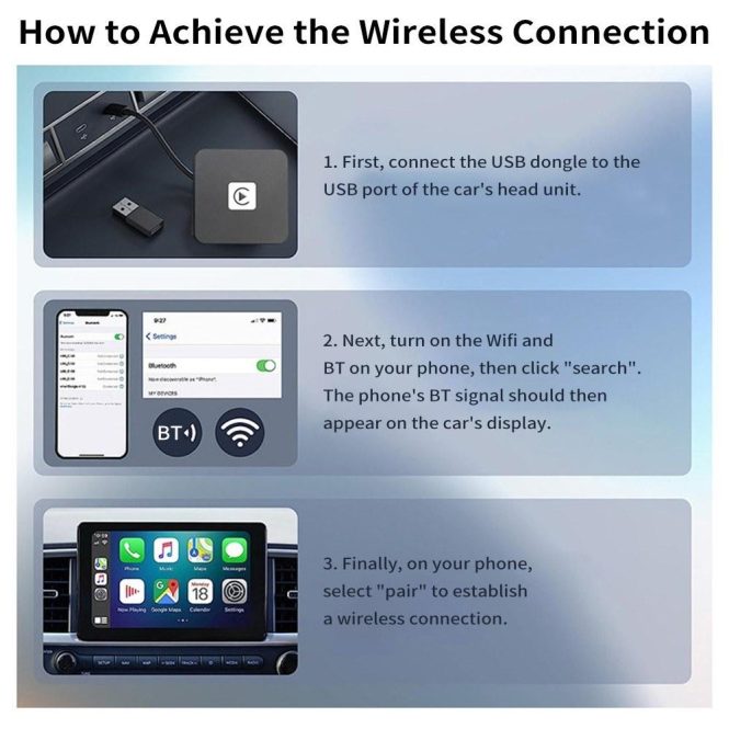 Other Car Gadgets | Wireless Auto Entertainment Adapter Replacement for iPhone 5GHz WiFi Car Wired to Wireless In-Car Multimedia Interface Dongle for Cars Black Car Electronics Black