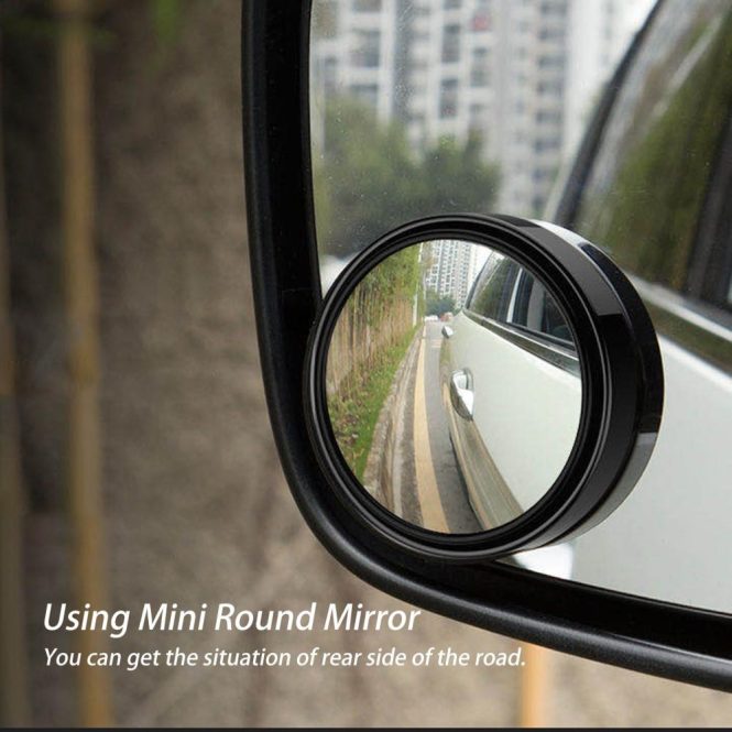 Other Decorations | 1PC Car Mini Round Mirror Blind Spot Auxiliary Rearview Mirrors 360° Rotation Wide Angle Convex Mirror Black Car Decorations Black