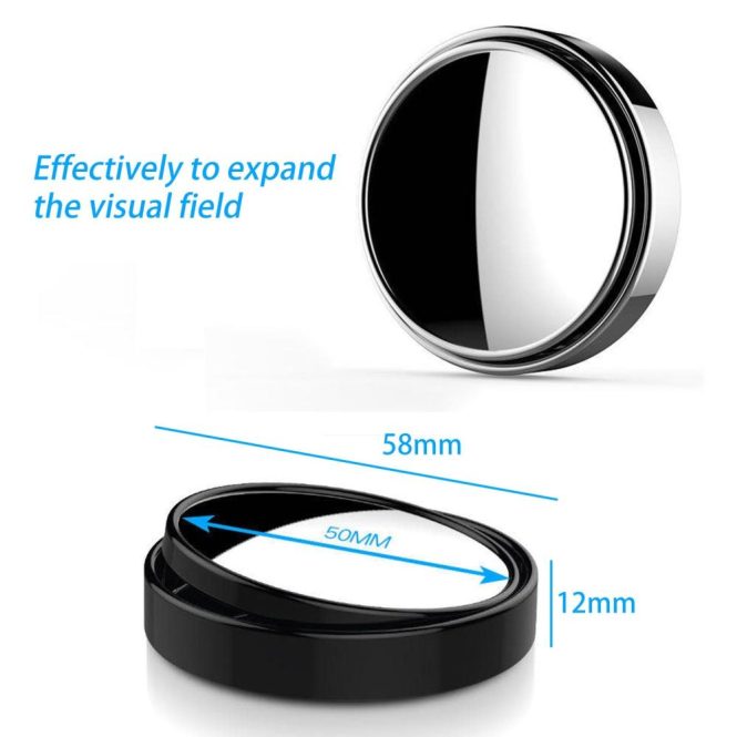 Other Decorations | 1PC Car Mini Round Mirror Blind Spot Auxiliary Rearview Mirrors 360° Rotation Wide Angle Convex Mirror Black Car Decorations Black