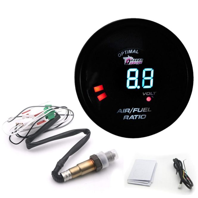 Other Decorations | 2 in 1 Meter 52MM Narrowband Digital Air Fuel Ratio Gauge Kit 12 V Car Volmeter with O2 Oxygen Sensor Car Modification Accessories Black Car Decorations Black