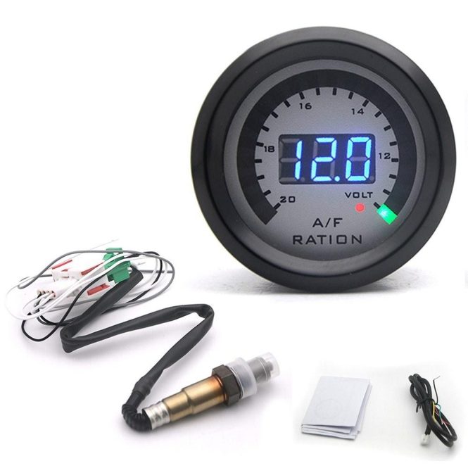 Other Decorations | 2 in 1 Meter 52MM Narrowband Digital Air Fuel Ratio Gauge Kit 12 V Car Volmeter with O2 Oxygen Sensor Car Modification Accessories Black Car Decorations Black