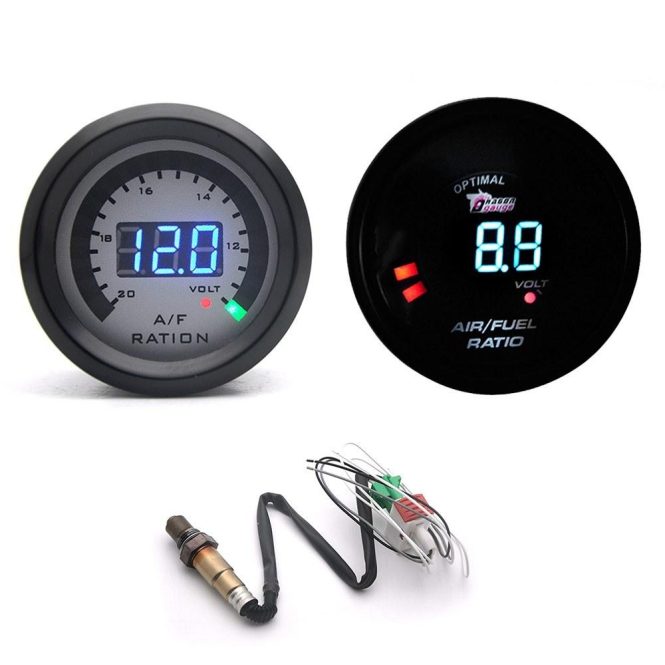 Other Decorations | 2 in 1 Meter 52MM Narrowband Digital Air Fuel Ratio Gauge Kit 12 V Car Volmeter with O2 Oxygen Sensor Car Modification Accessories Black Car Decorations Black