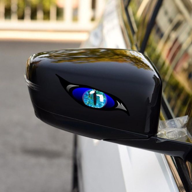 Other Decorations | 2PCS Car Stickers Evil Eye Zombie Style Sunproof Waterproof Decal for Rearview Mirror 5*2in Blue Car Decorations Blue