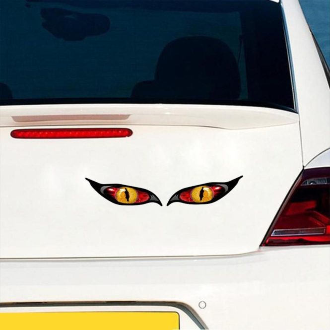 Other Decorations | 2PCS Car Stickers Evil Eye Zombie Style Sunproof Waterproof Decal for Rearview Mirror 5*2in Red Car Decorations Other Decorations