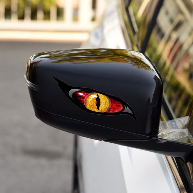 Other Decorations | 2PCS Car Stickers Evil Eye Zombie Style Sunproof Waterproof Decal for Rearview Mirror 5*2in Red Car Decorations Other Decorations