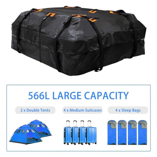 Other Decorations | 600D 20 Cubic feet Waterproof Cargo Bag Car Roof Cargo Carrier Universal Luggage Bag Storage Cube Bag Black Car Decorations Black