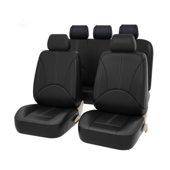 Other Decorations | 9 Pieces Car Seat Covers Breathable Leather Seat Protector Full Set Automobile Interior Accessories for Car SUV Vehicle Black Car Decorations Black