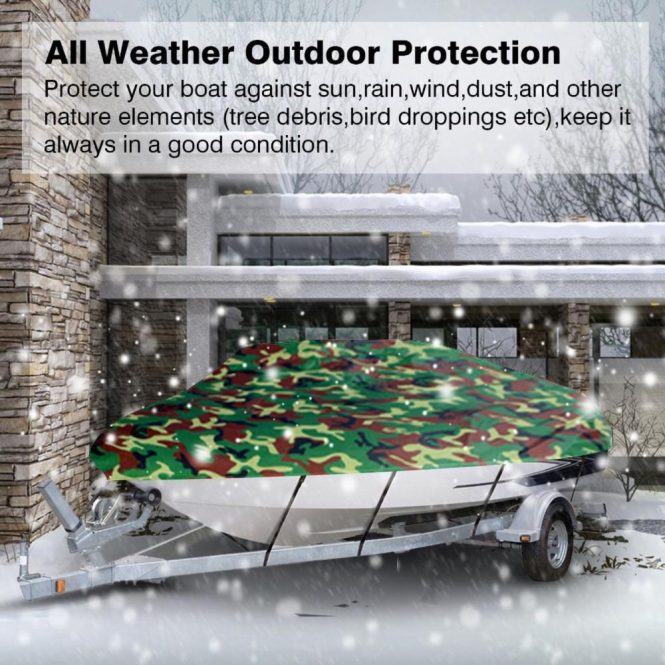 Other Decorations | Boat Cover All-weather Protection Full Covers with Adjustable Strip and Buckle Camouflage Style Yacht Outdoor Protection Cover Sunscreen Protection Dustproof&Waterproof Scratch-Resistant Universal Fits V-HULL TRI-HULL Runabouts and Bass Boats, 11-13FT 17-19FT Car Decorations Other Decorations