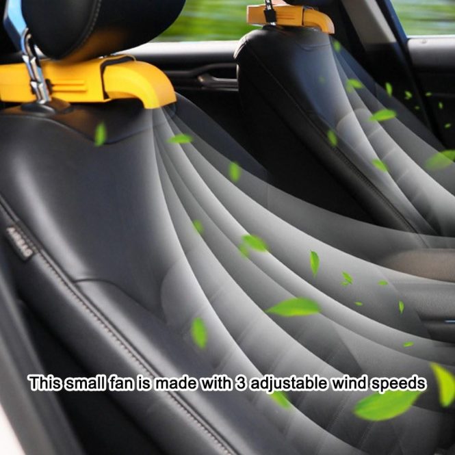 Other Decorations | Car Back Seats Cooling Fan Portable Car Seating Fan 3 Speed Adjustable Auto BackSeating Fan USB Rechargeable Air Fan Yellow Car Decorations Other Decorations