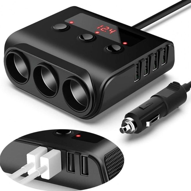 Other Decorations | Car Cigarette Lighter Socket In-car Cable Splitter 4 Ports USB Interface Auto Cigarette Lighter Socket Car Plug Adapter Black Car Decorations Black